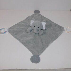 Modern Baby Gray White Elephant Security Blanket Baby Lovey Teether Rattle Nunu